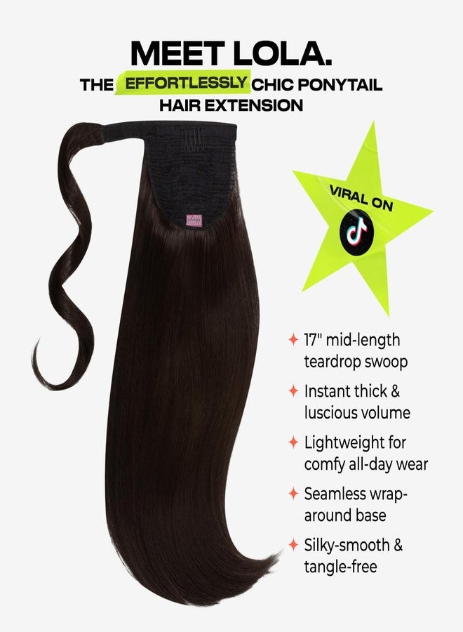 اي ان اتش وصلة شعر لولا من آي إن إتش هير - بني داكن | وصلة شعر لولا بطول 17 بوصة، ذيل حصان مستقيم بمشبك مع ثنية، قاعدة مشط ثابتة وتصميم ملفوف، طول متوسط للنساء، شعر صناعي نباتي خفيف الوزن - Image 2